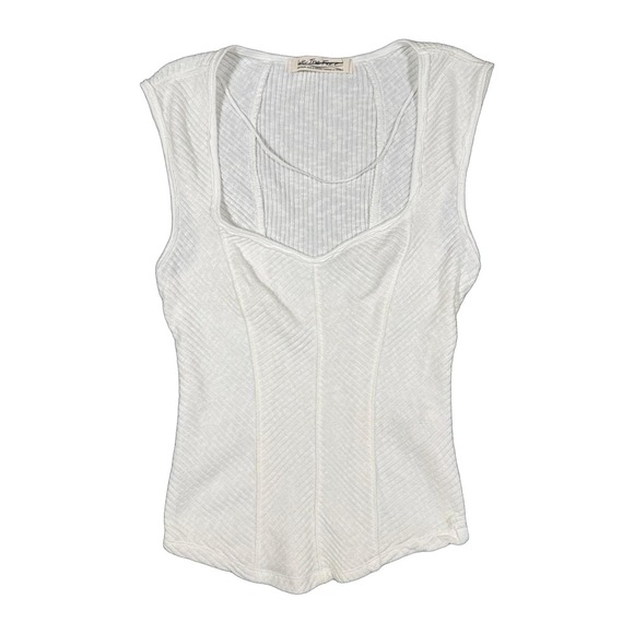 We The Free Tops - Free People We The Free Womens Medium White Ribbed Corset Tank Top NWOT Square